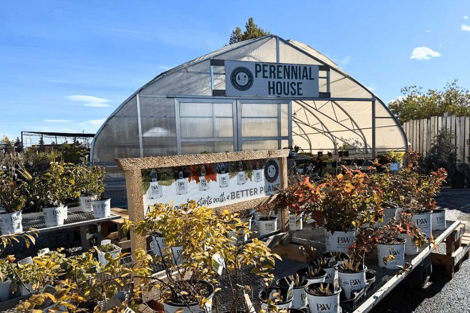 A greenhouse labeled 